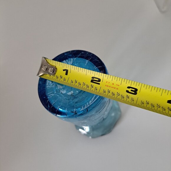 Pilgrim Blue Crackle Glass Pitcher Clear Ribbed Applied Handle - Picture 7 of 7